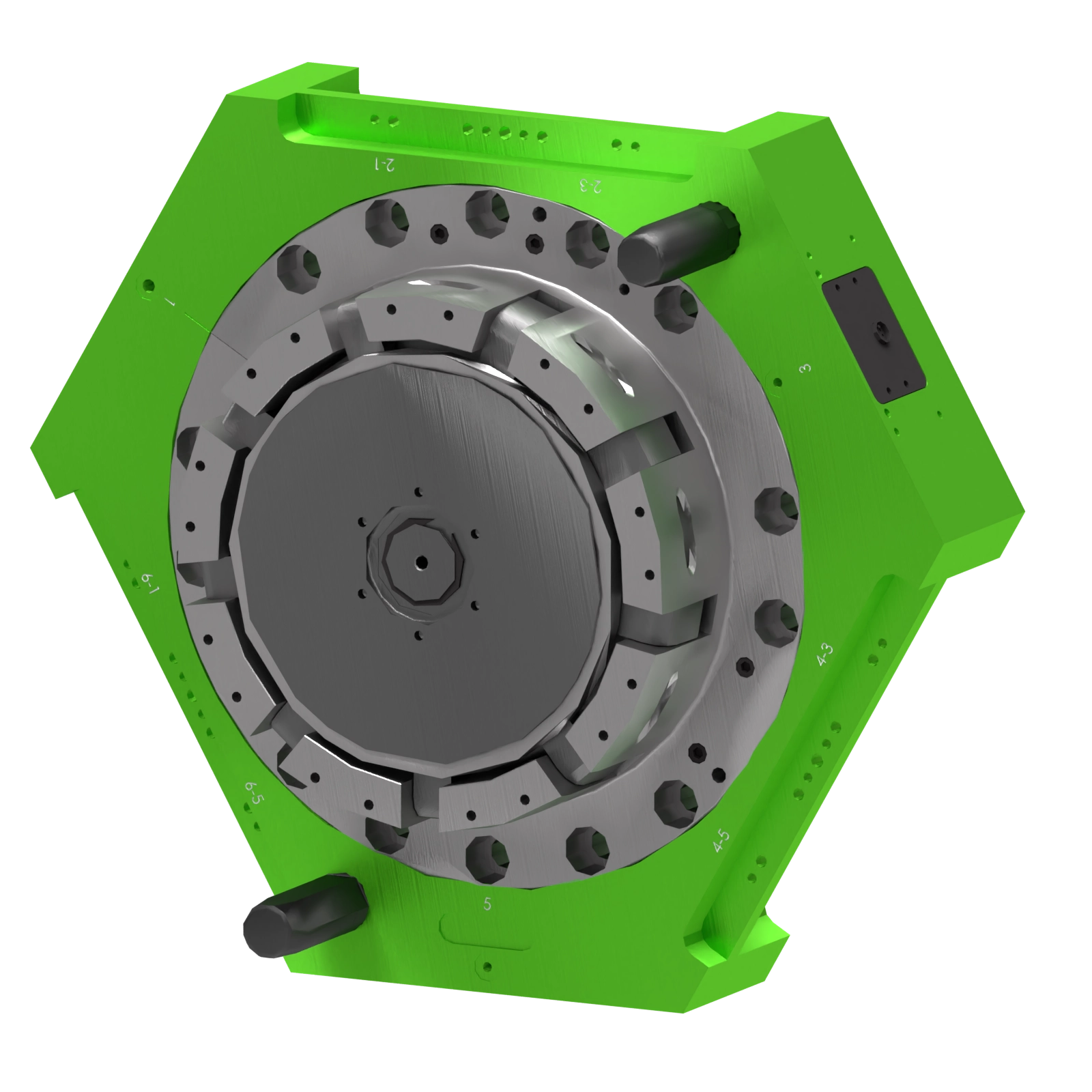 Robot-side view of the Epsilon ES315 tool changer for tool change modular locking